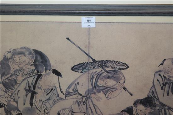 A print after a Chinese School picture of sages, 58 x 104cm
